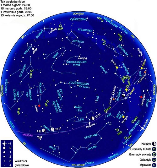 Miesięczne mapy nieba – marzec - Astronomia