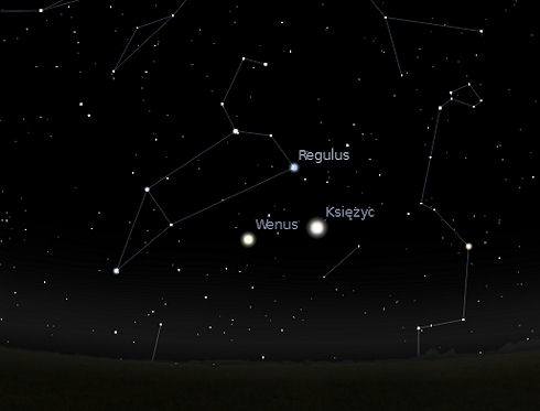 Wenus, Księżyc i Regulus - spotkanie na niebie